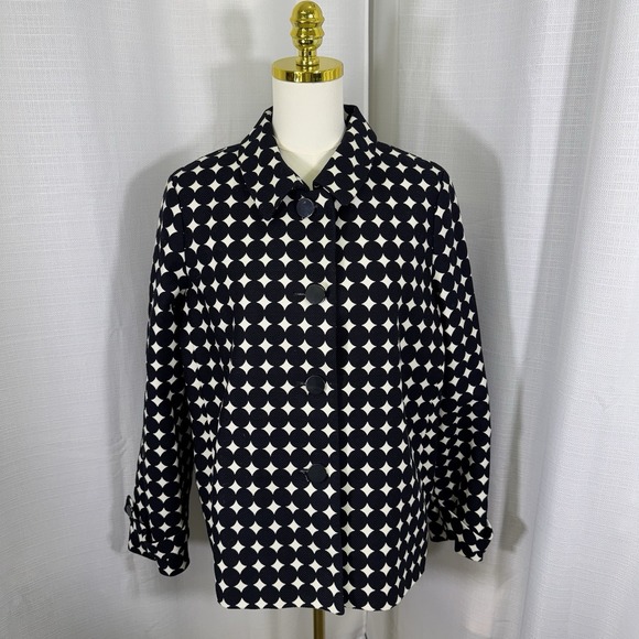 NEW Talbots Jackie Fit Polka Dot Blazer Jacket 100% Cotton Womens Size 14 Preppy - Picture 2 of 14